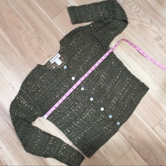 Olive Green Maurice’s Knit Mesh Crop Sweater - Picture 4 of 6